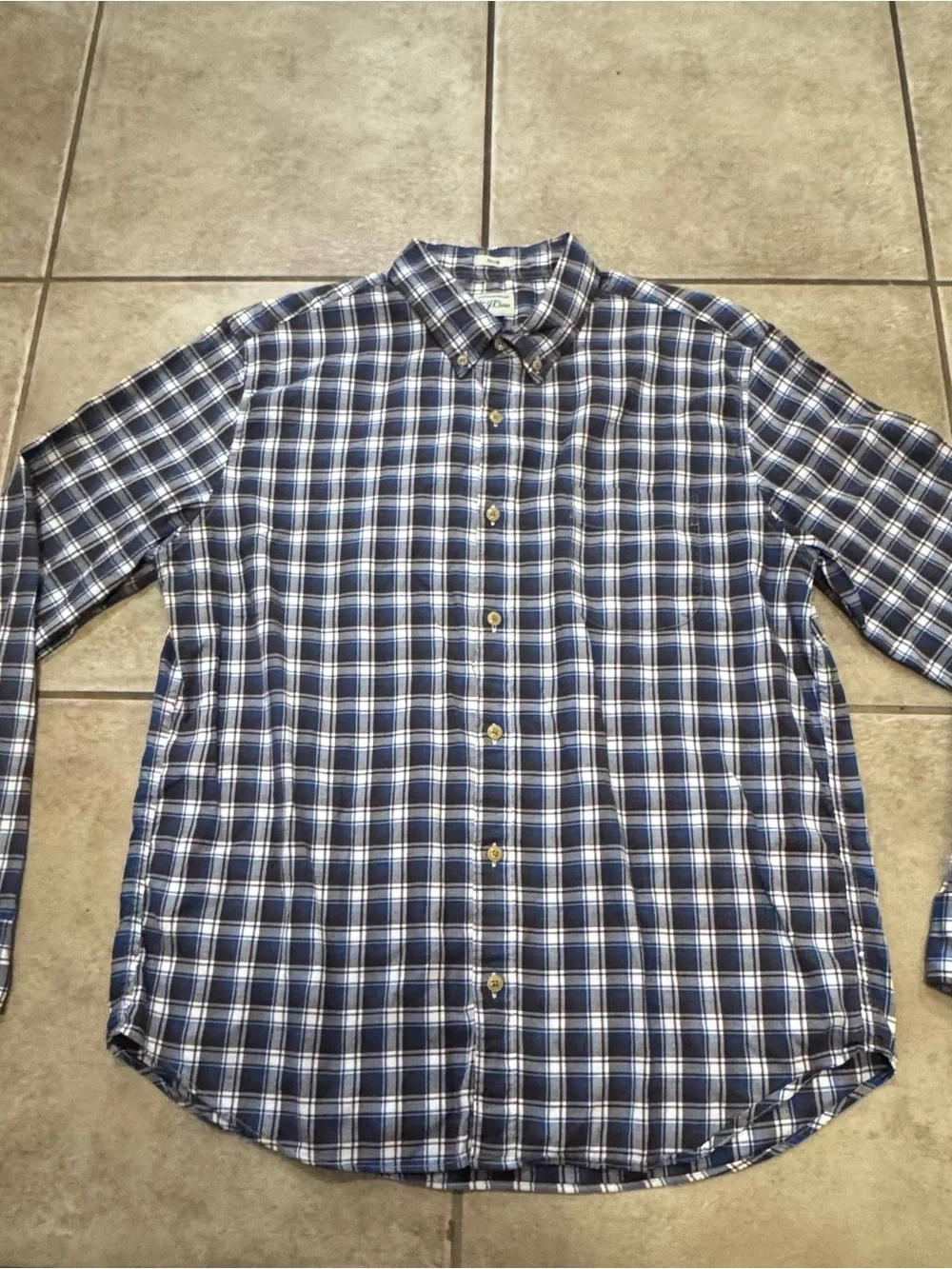 J. Crew Blue and White Plaid Button-Down Shirt - Men's Casual